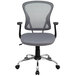 A Flash Furniture grey mesh office chair with black arms and a chrome base.
