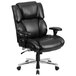 A black Flash Furniture office chair with padded arms and wheels.