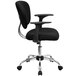 A Flash Furniture black mesh office chair with armrests and a chrome base.