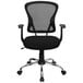 A Flash Furniture black mesh office chair with arms and chrome base.
