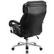 A black Flash Furniture high-back office chair with black leather and chrome base.