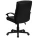 A Flash Furniture black leather mid-back office chair with wheels.