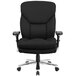 A Flash Furniture black office chair with wheels and padded arms on a chrome base.