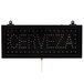 A white rectangular LED sign with "Cerveza" in black and silver.