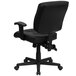 A Flash Furniture black leather office chair with arms and wheels.