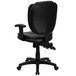 A black Flash Furniture leather office chair with armrests.