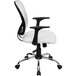 A Flash Furniture white mesh office chair with black armrests.