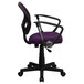 A Flash Furniture purple office chair with black arms and a black base.