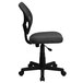 A gray office chair with a black backrest and seat.