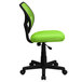 A green and black Flash Furniture office chair with wheels.