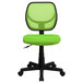 A green office chair with a black base.