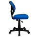 A blue and black Flash Furniture office chair with swivel base and wheels.