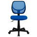 A blue mesh Flash Furniture office chair with a black swivel base.