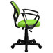 A green and black Flash Furniture office chair with swivel base and wheels.