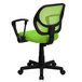 A Flash Furniture green mesh office chair with black swivel base and arms.
