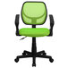 A green and black Flash Furniture office chair with a swivel base.