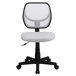 A Flash Furniture white office chair with a black base and black wheels.