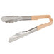 Two Vollrath stainless steel tongs with tan Kool Touch handles.
