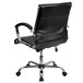 A Flash Furniture black leather office chair with chrome arms and foam-molded seat on a chrome base.
