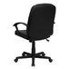 A Flash Furniture black leather mid-back office chair with polypropylene arms and wheels.