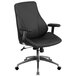 A Flash Furniture black leather office chair with chrome arms and wheels.