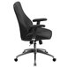 A black Flash Furniture office chair with chrome arms and wheels.