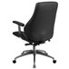 A black Flash Furniture office chair with chrome base and wheels.
