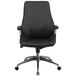 A Flash Furniture black leather mid-back office chair with chrome arms and wheels.