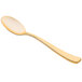A Fineline gold plastic spoon with a white handle.