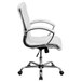 A Flash Furniture white leather office chair with chrome arms and base.