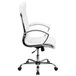 A white Flash Furniture high-back office chair with chrome arms and base.