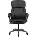 A Flash Furniture high-back black leather office chair with wheels.
