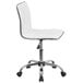 A white Flash Furniture mid-back office chair with chrome legs and wheels.