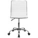A white Flash Furniture office chair with chrome base and wheels.