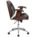 A black leather and wood Flash Furniture office chair.