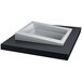 A white rectangular Hatco drop-in cold food well with a slanted black drain.