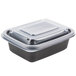 A black Genpak Smart-Set Pro rectangular plastic container with a clear lid.
