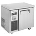 A silver stainless steel Turbo Air undercounter refrigerator with a door.