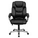 A Flash Furniture black leather office chair with arms and a chrome base.