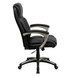 A Flash Furniture black leather high-back office chair with silver arms and chrome base.