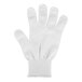 A white San Jamar cut resistant glove with five fingers on a white background.