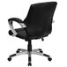 A Flash Furniture black leather office chair with silver arms and wheels.