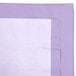 A Creative Converting Luscious Lavender Purple Tissue / Poly Table Cover with a white border.