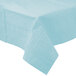 A light blue Creative Converting pastel blue table cover with a pattern on it.