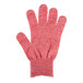 A red San Jamar cut resistant glove with white specks.