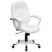 A white Flash Furniture office chair with arms and wheels.