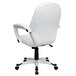 A Flash Furniture white leather office chair with wheels and arms.