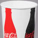 A white Solo paper cold cup with a Coca Cola logo in red and black.