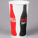 A white Solo paper cold cup with a Coca Cola logo in black and red.
