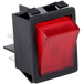An Avantco red On / Off rocker switch with a black plastic case.